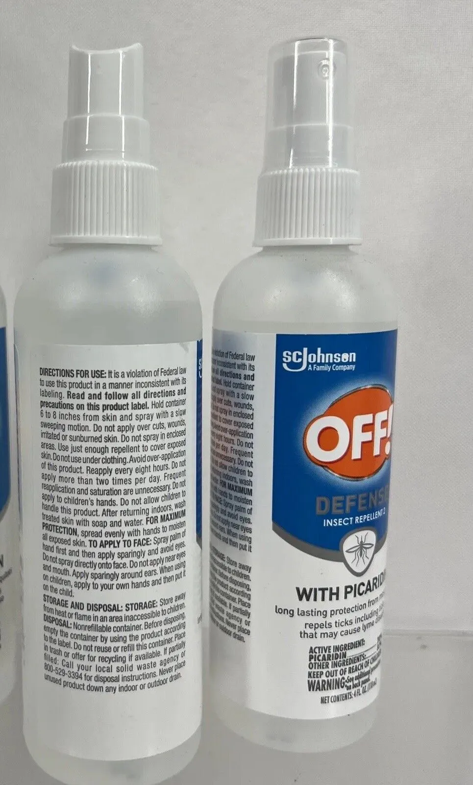 (2) Defense Spray Bug Off! Picaridin Insect Repellent Deet-Free Mosquito  4oz