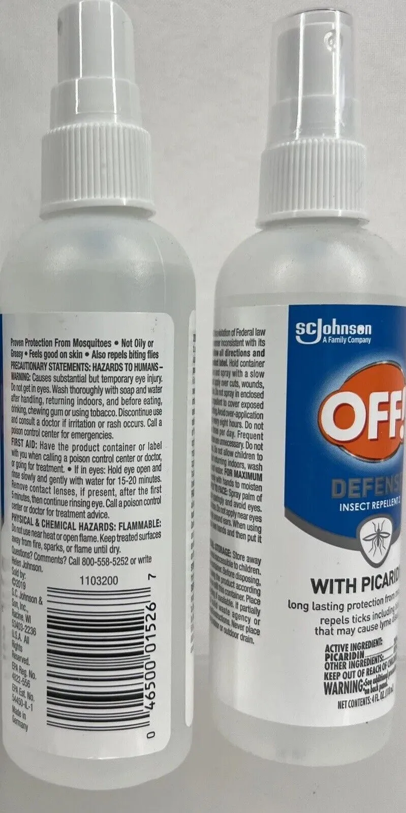(2) Defense Spray Bug Off! Picaridin Insect Repellent Deet-Free Mosquito  4oz