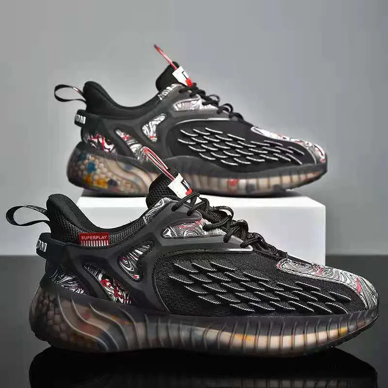 2024 New Men’s Breathable Mesh Sneakers – Trendy National Style Running Shoes & Sports Casual Sneakers