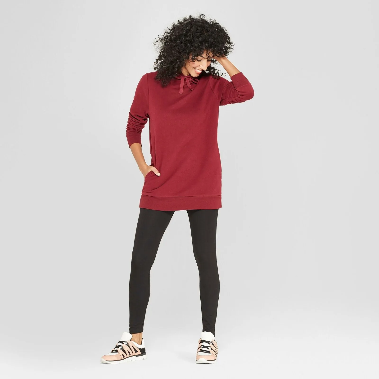 A New Day Women's Tunic Hoodie Hooded Sueded Sweatshirt