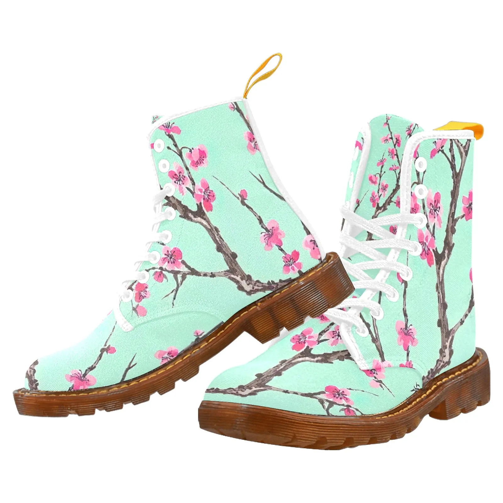 Arizona Green Tea Pattern Women's Lace Up Canvas Boots