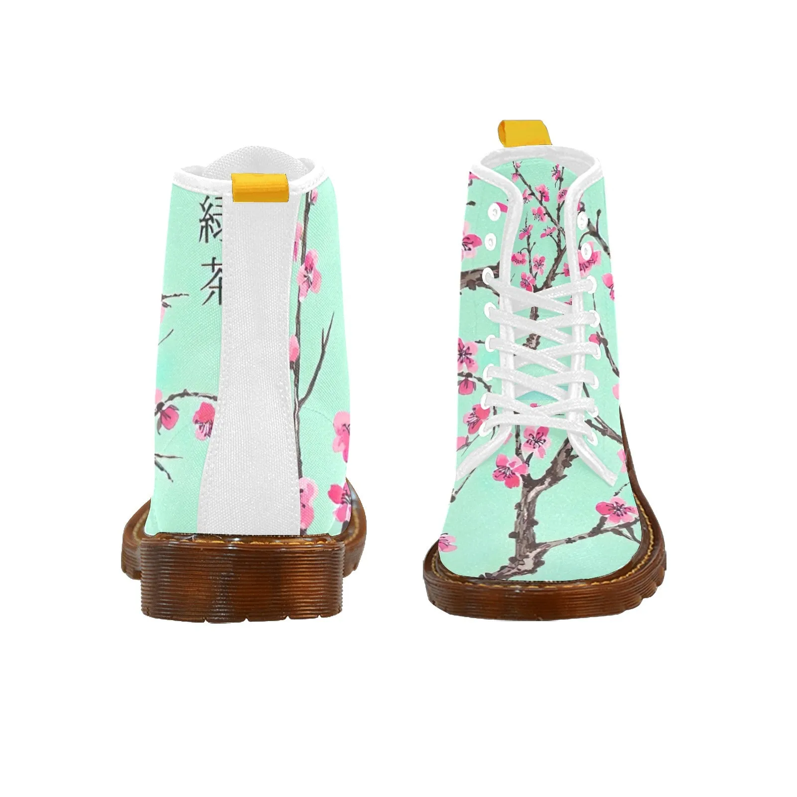 Arizona Green Tea Pattern Women's Lace Up Canvas Boots