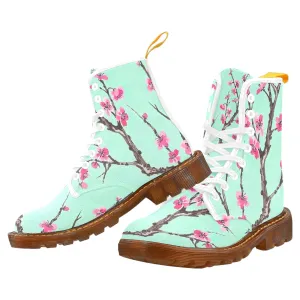 Arizona Green Tea Pattern Women's Lace Up Canvas Boots