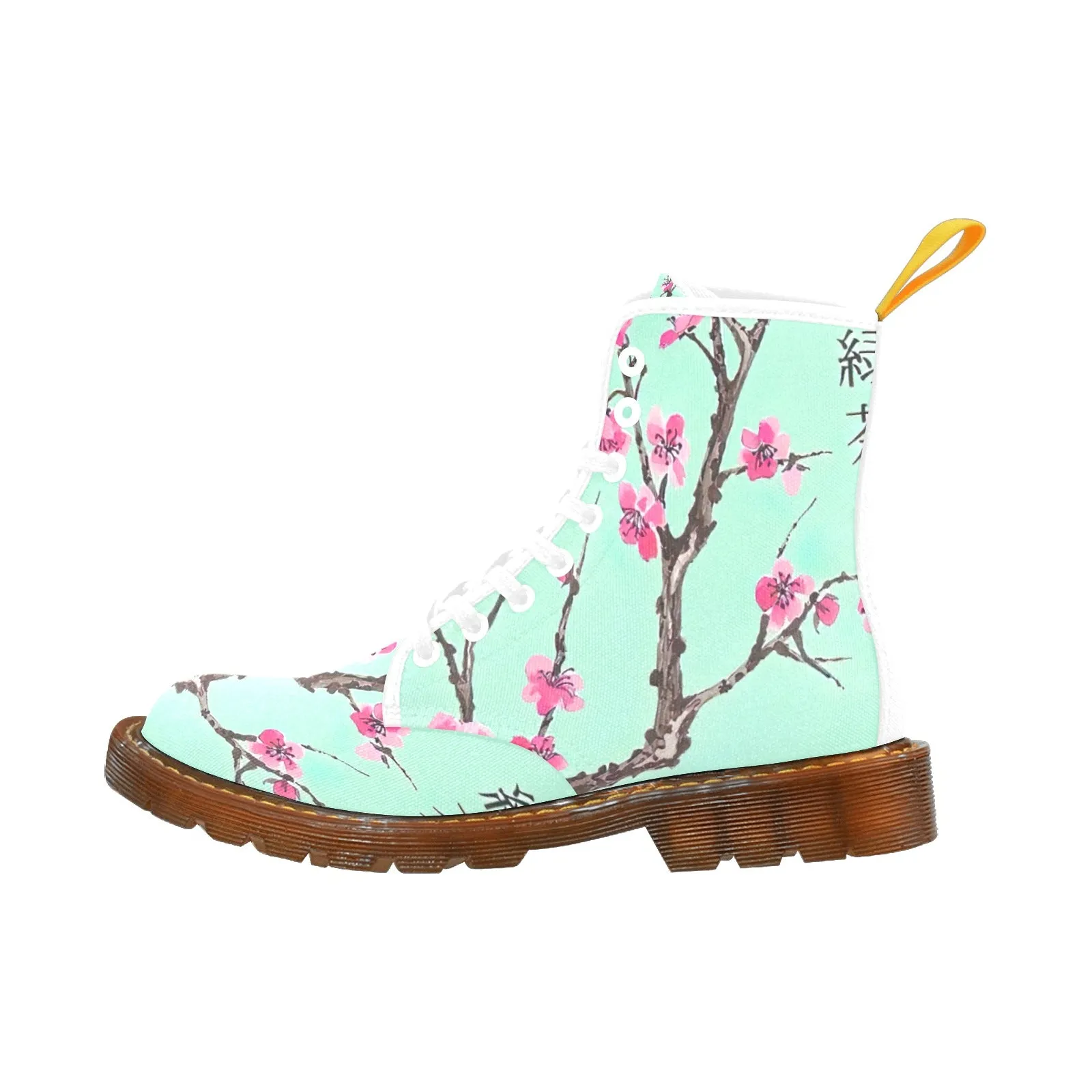 Arizona Green Tea Pattern Women's Lace Up Canvas Boots