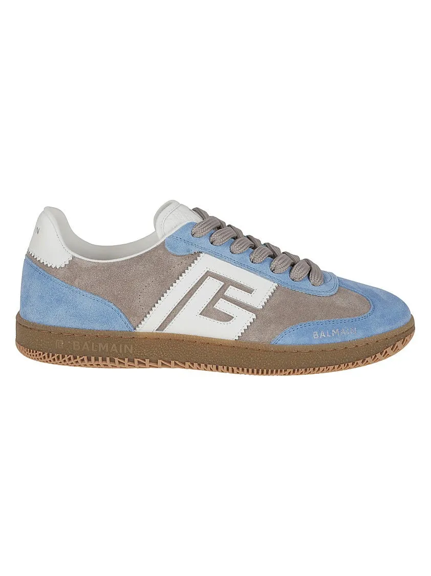 Balmain Swan Sneakers In Calf Leather And Suede