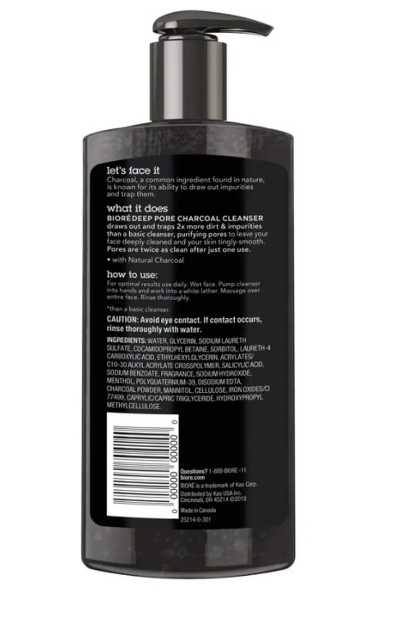BIORÉ "DEEP CHARCOAL OIL FREE FACE WASH"