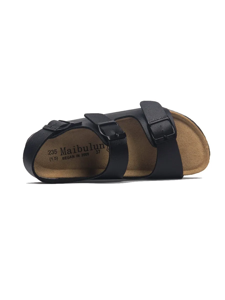 Black Double-Strap Slingback Sandals