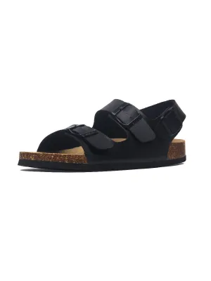 Black Double-Strap Slingback Sandals