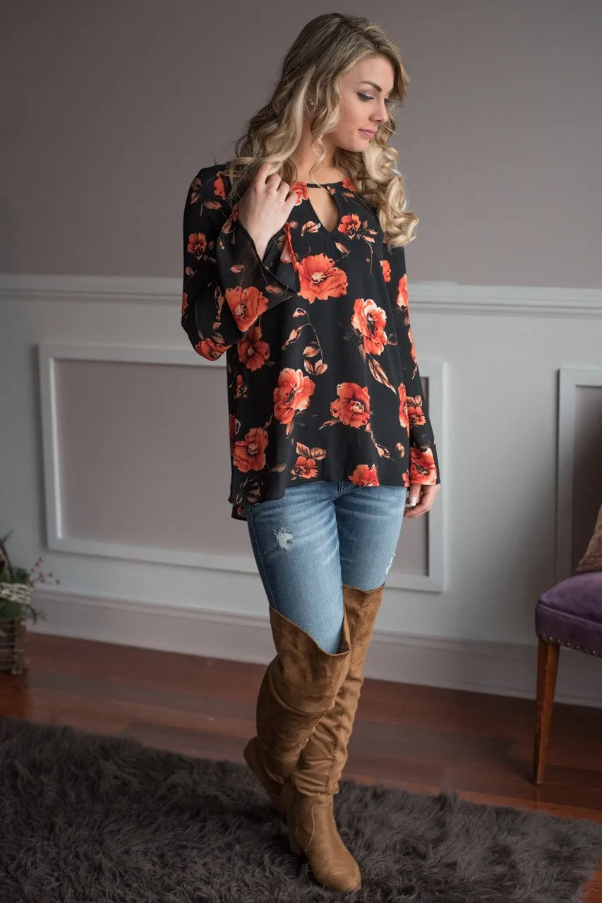 Black Floral Blouse