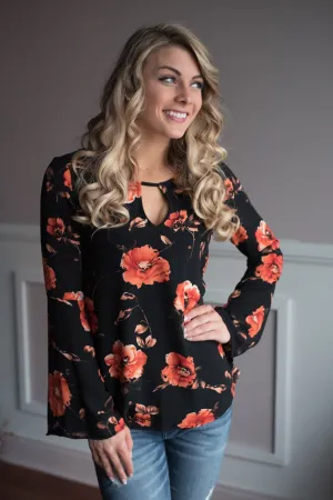 Black Floral Blouse