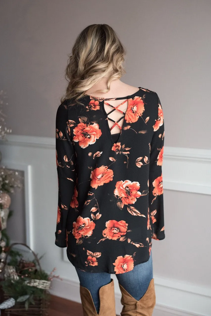 Black Floral Blouse