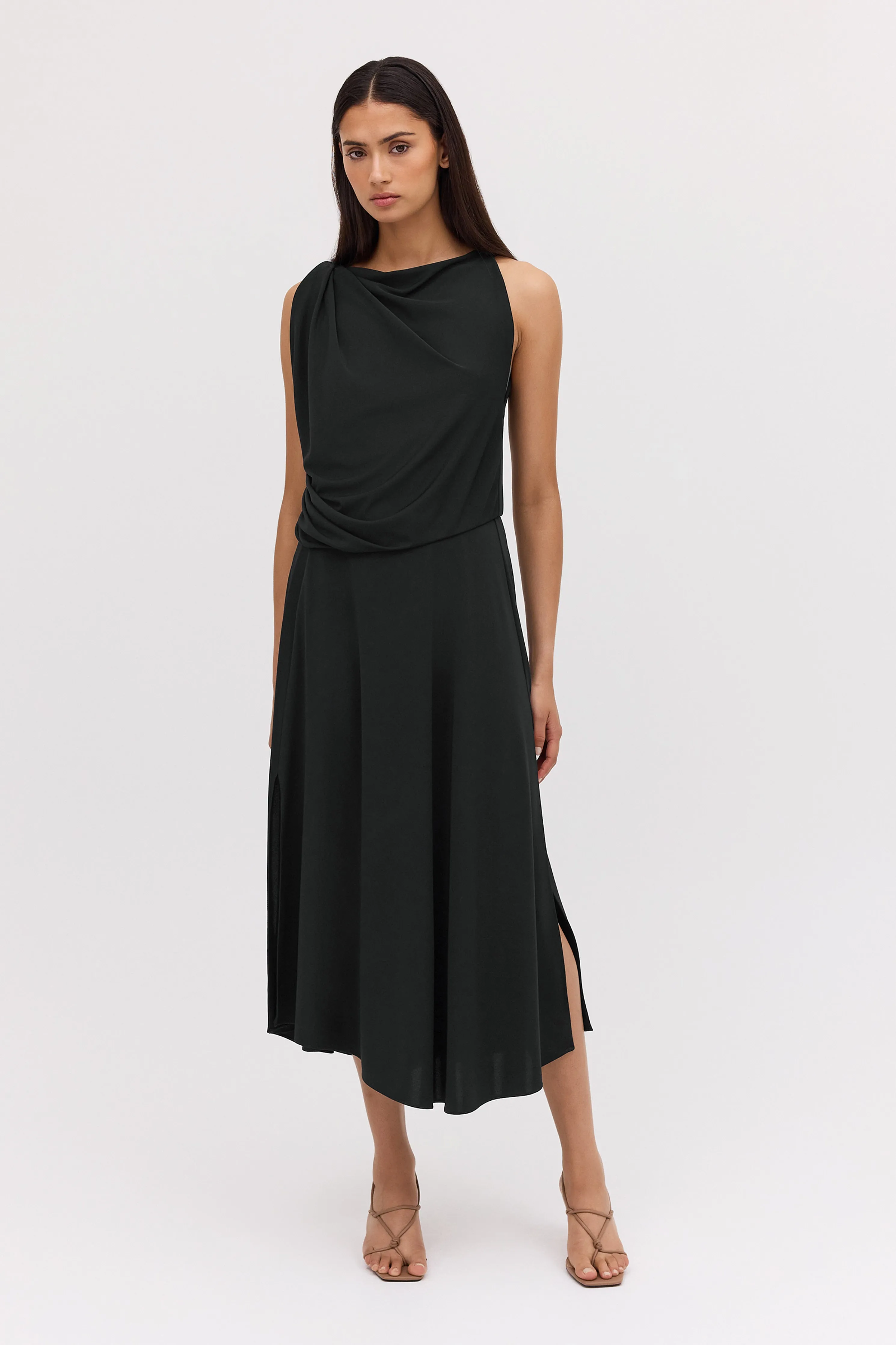 BLACK JERSEY MANDALA DRESS