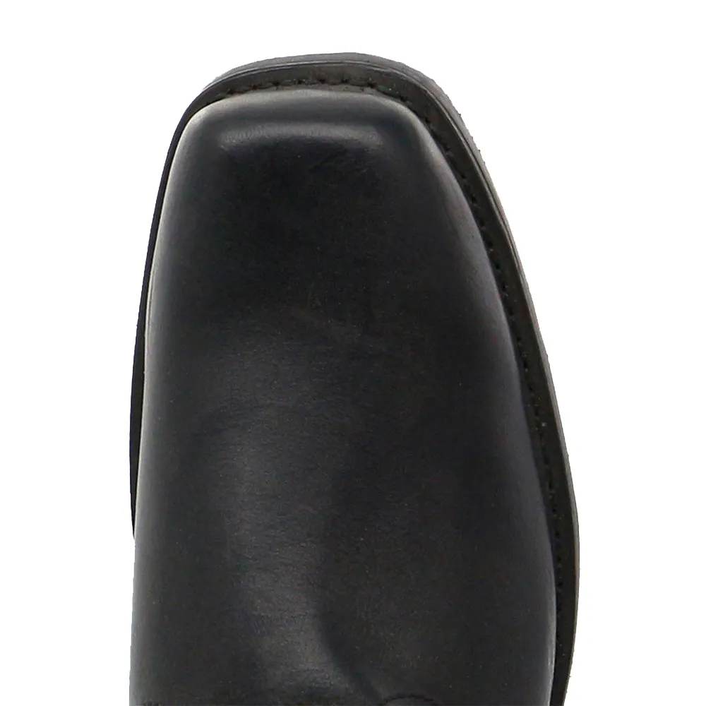 Black Square Toe Studded Knight Boots