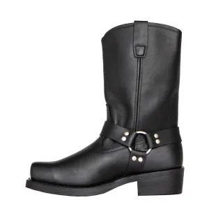Black Square Toe Studded Knight Boots