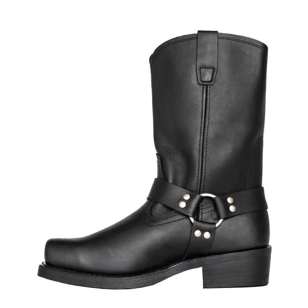 Black Square Toe Studded Knight Boots