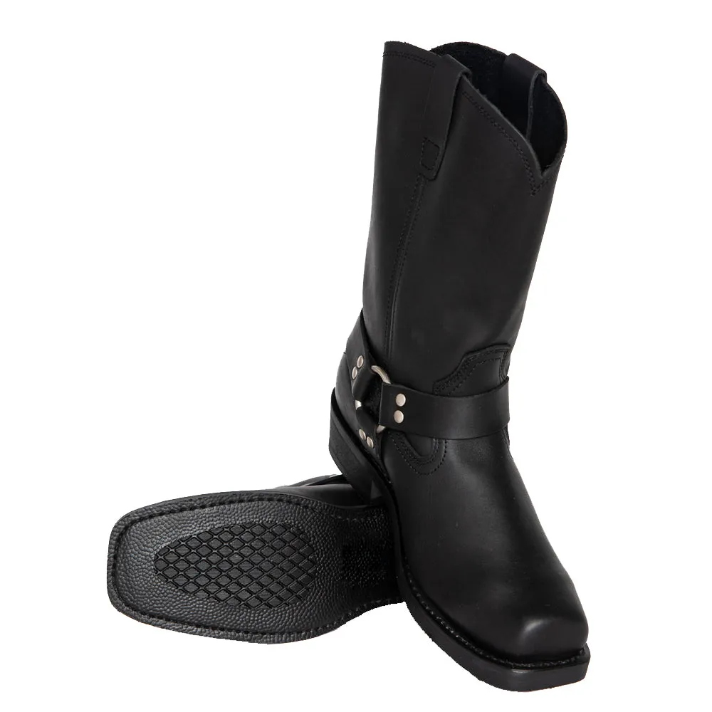 Black Square Toe Studded Knight Boots