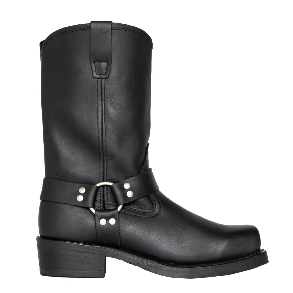 Black Square Toe Studded Knight Boots