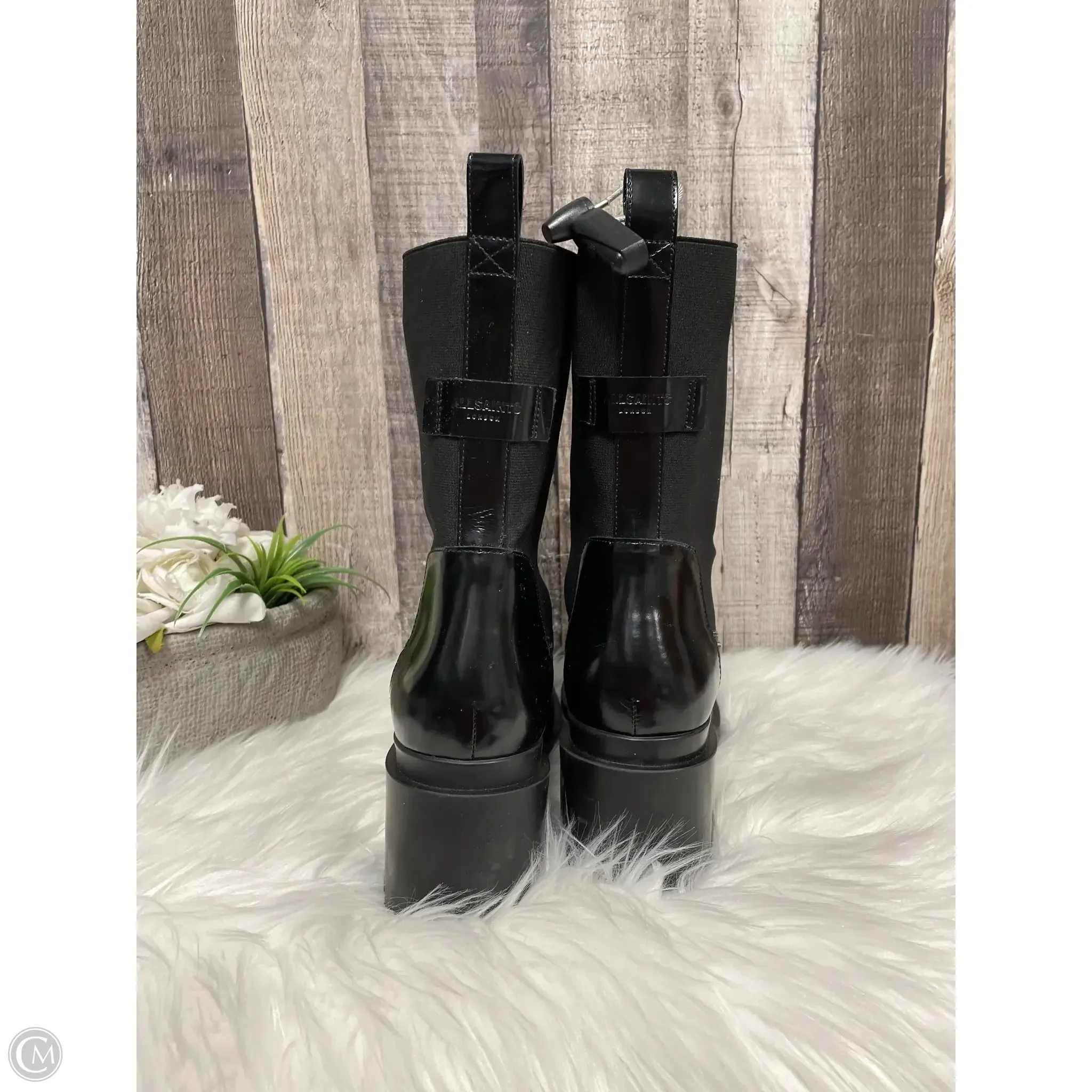 Boots Designer By All Saints In Black, Size: 7