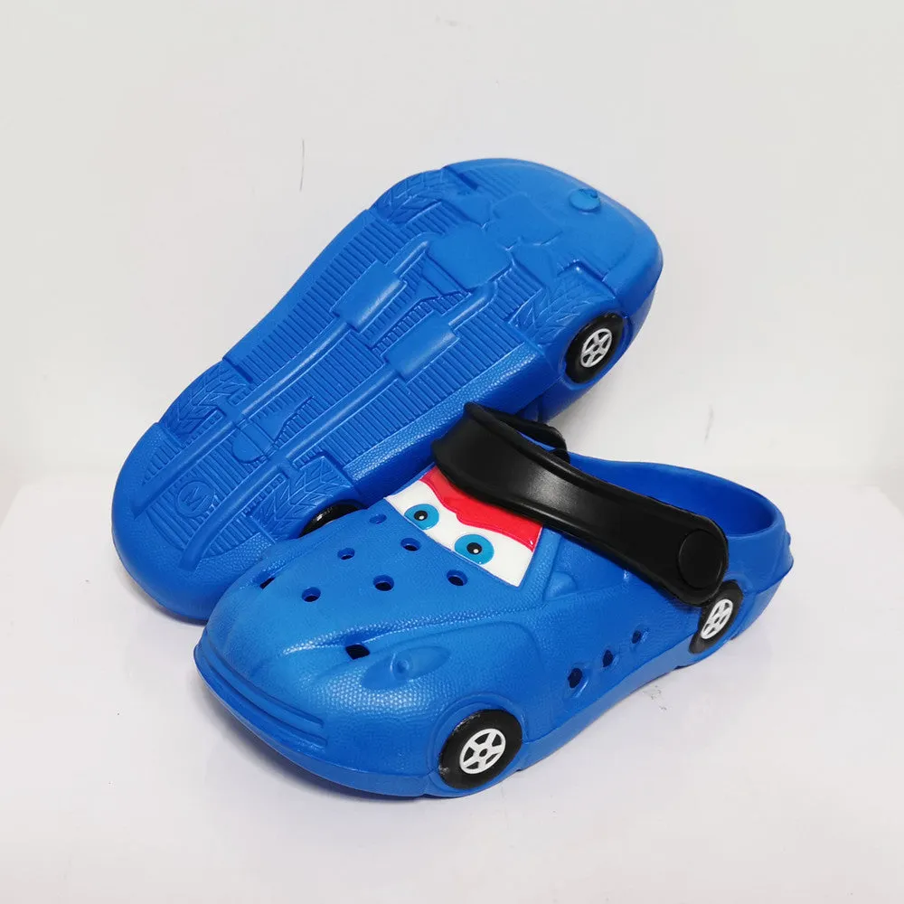 Boys Girls Cartoon Car Flat Heel Non-Slip Sandals - Red, Blue, Yellow, Black