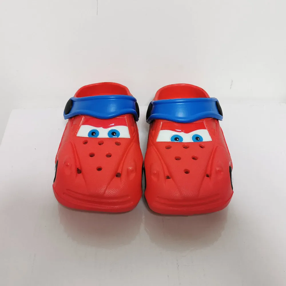 Boys Girls Cartoon Car Flat Heel Non-Slip Sandals - Red, Blue, Yellow, Black