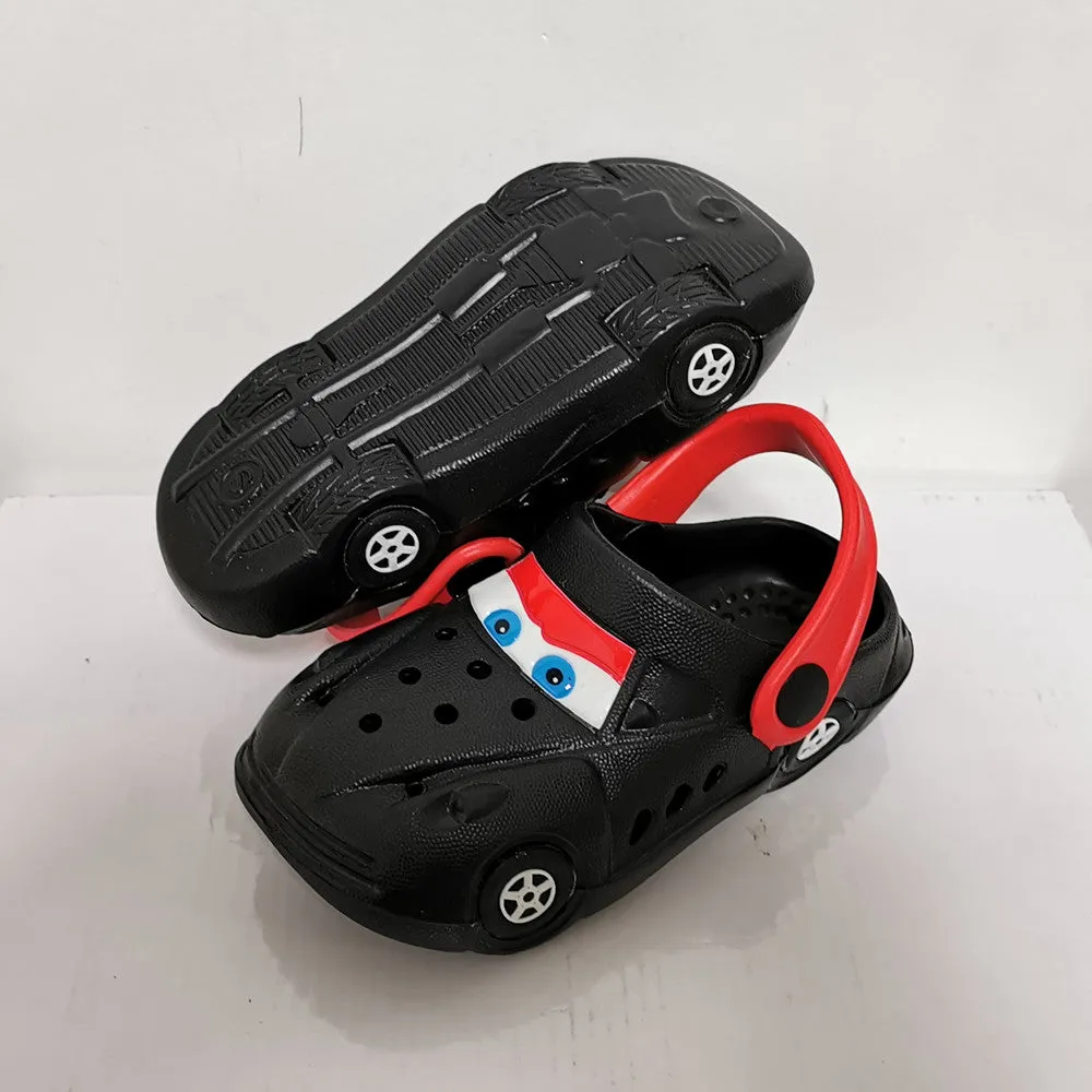 Boys Girls Cartoon Car Flat Heel Non-Slip Sandals - Red, Blue, Yellow, Black