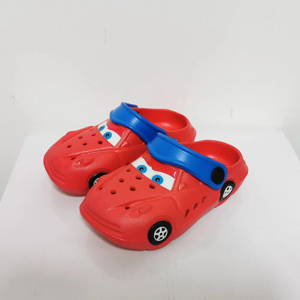 Boys Girls Cartoon Car Flat Heel Non-Slip Sandals - Red, Blue, Yellow, Black