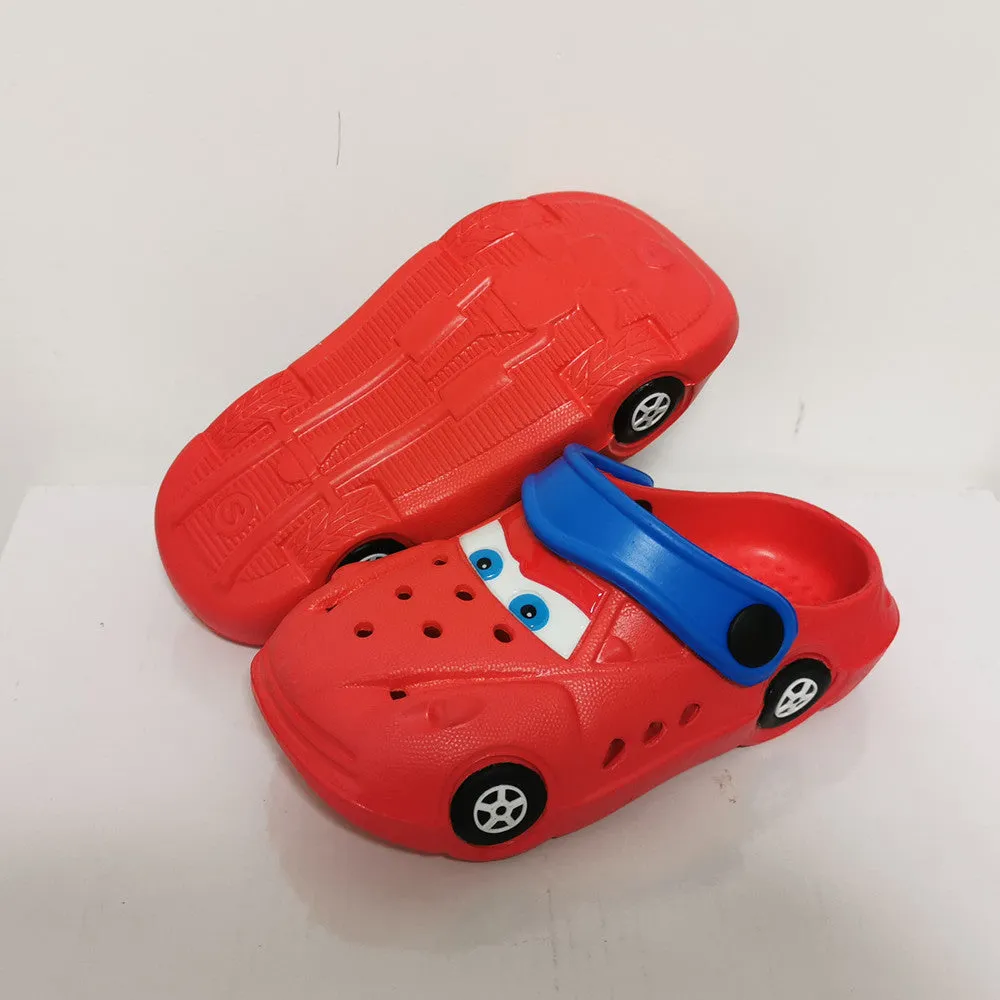 Boys Girls Cartoon Car Flat Heel Non-Slip Sandals - Red, Blue, Yellow, Black
