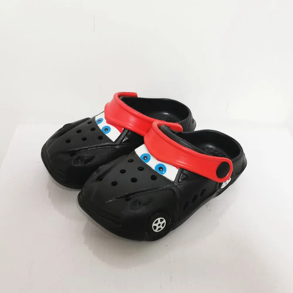 Boys Girls Cartoon Car Flat Heel Non-Slip Sandals - Red, Blue, Yellow, Black