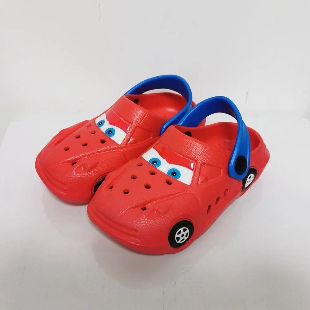 Boys Girls Cartoon Car Flat Heel Non-Slip Sandals - Red, Blue, Yellow, Black