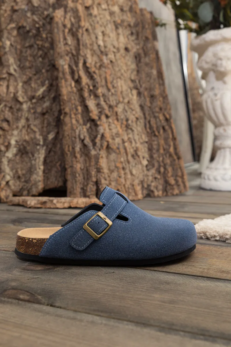 Buckle Suede Classic Navy Clogs