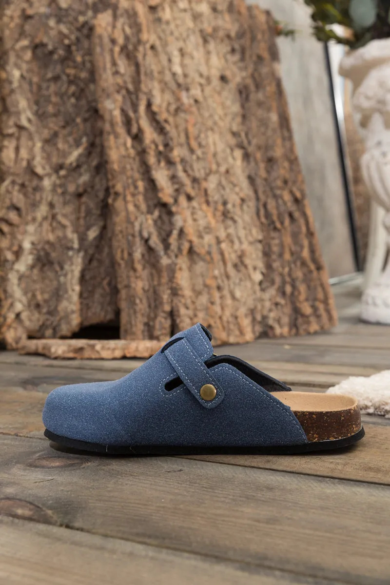 Buckle Suede Classic Navy Clogs