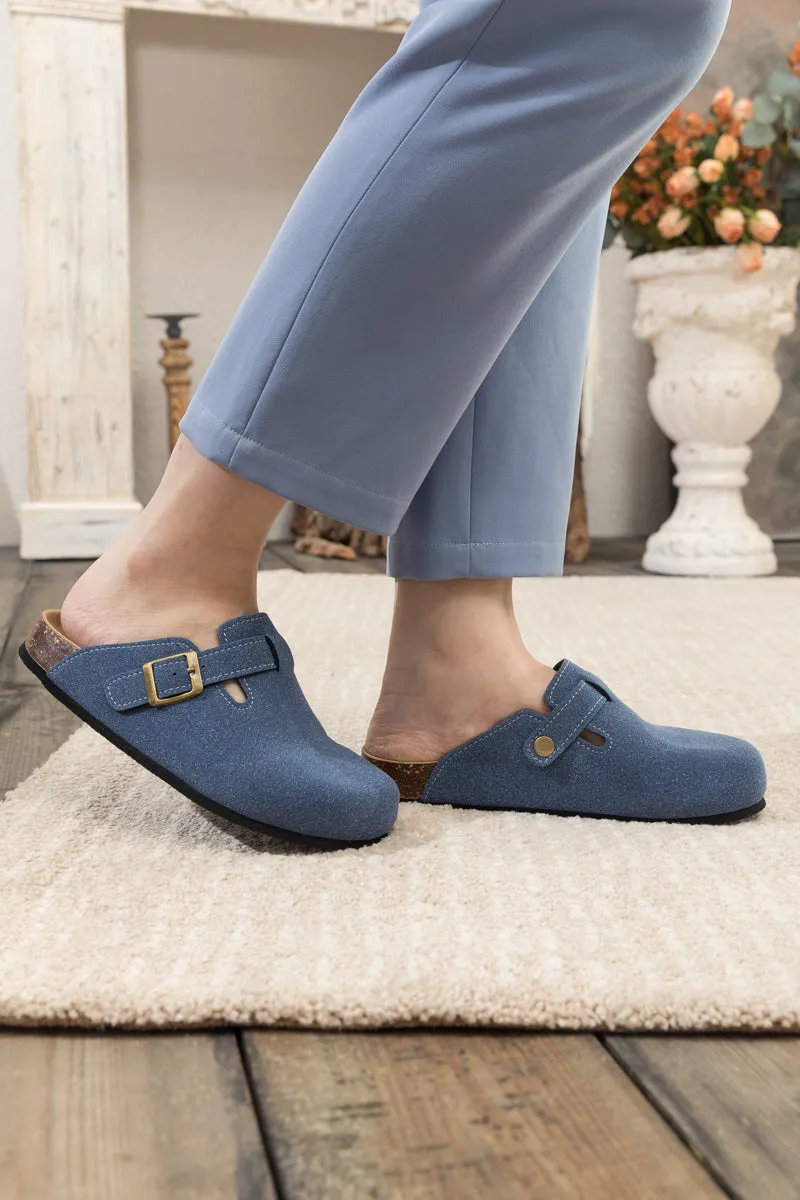 Buckle Suede Classic Navy Clogs