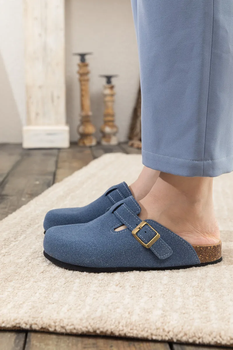 Buckle Suede Classic Navy Clogs