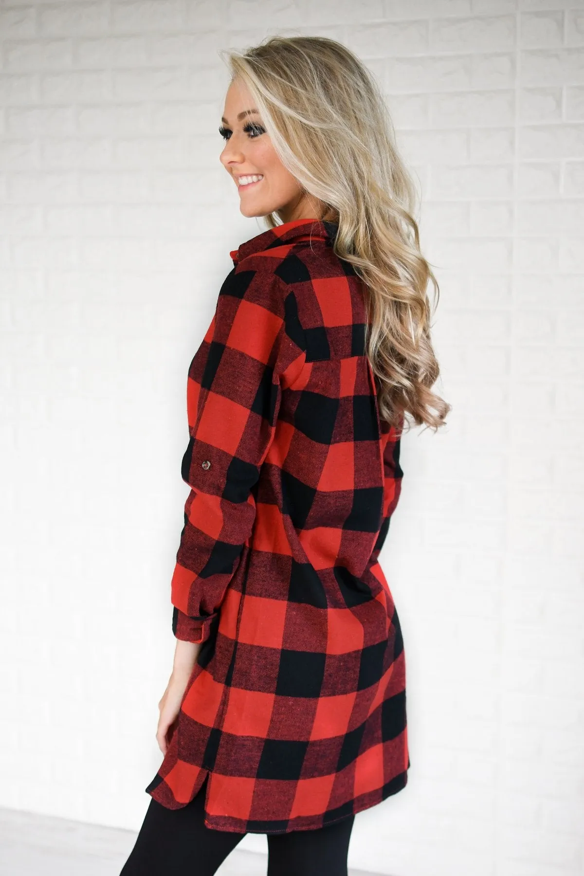 Buffalo Plaid Long Tunic Top