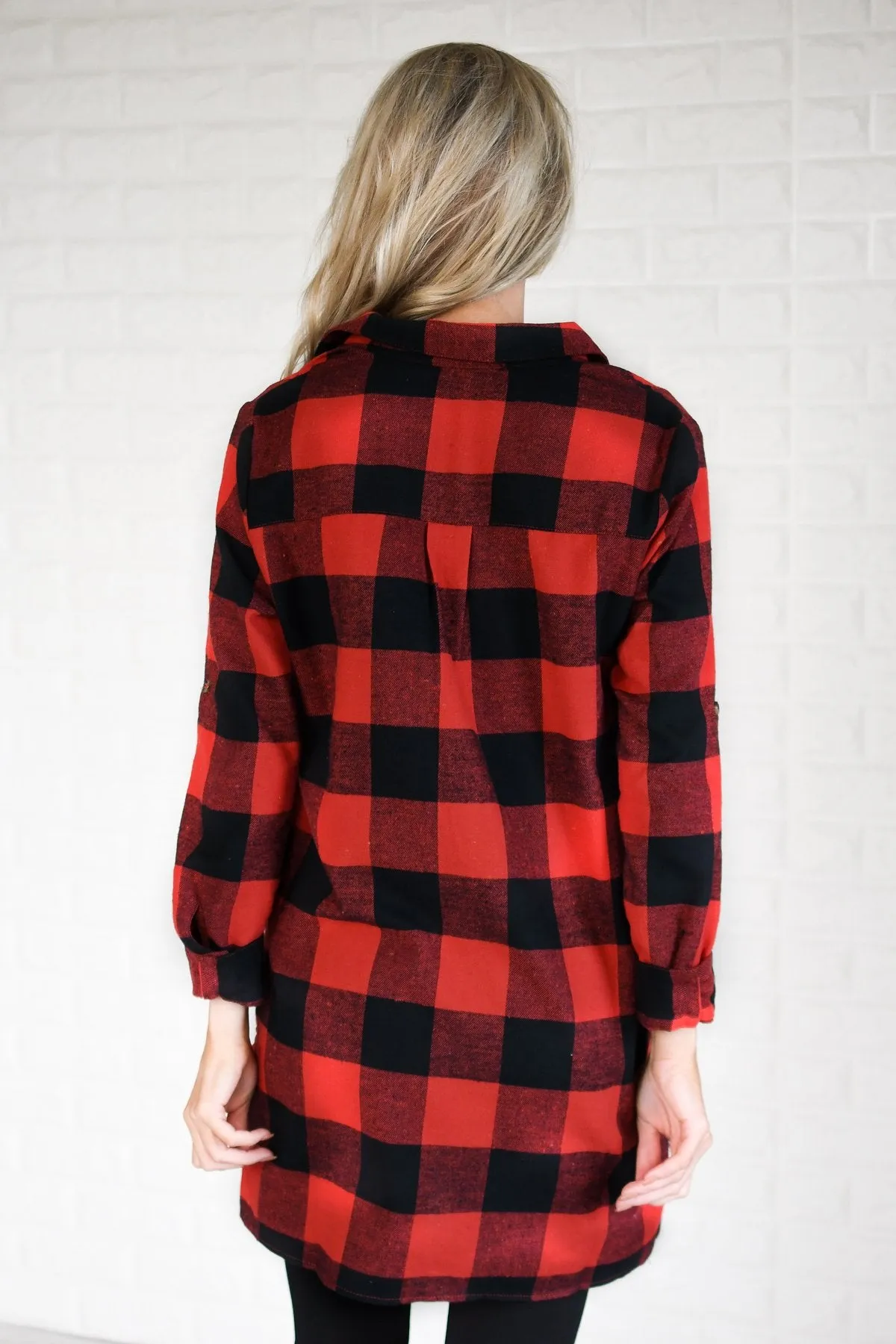 Buffalo Plaid Long Tunic Top