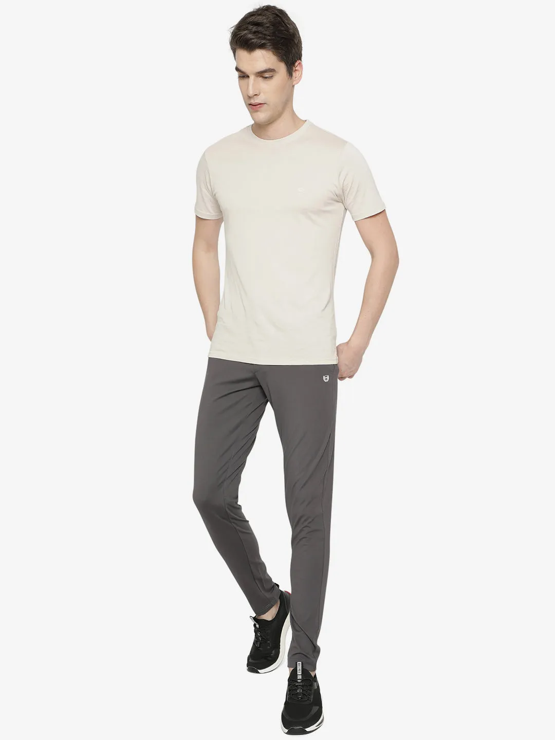 Charcoal Grey Solid Slim Fit Track Pant | JadeBlue