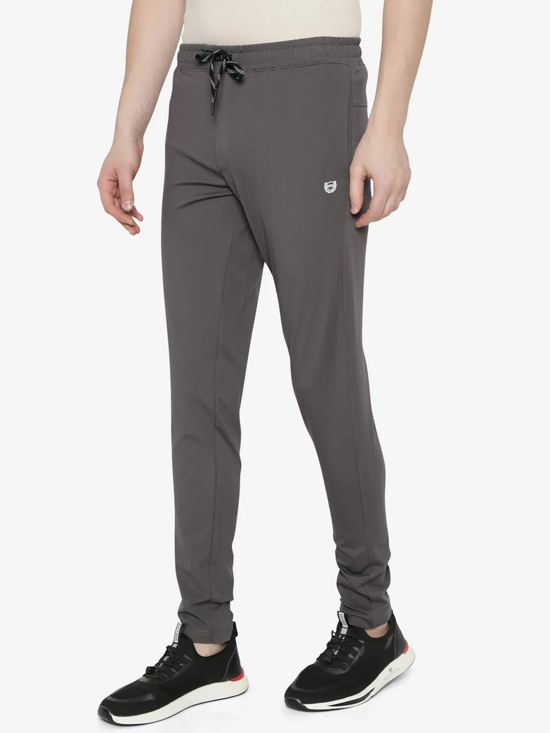 Charcoal Grey Solid Slim Fit Track Pant | JadeBlue