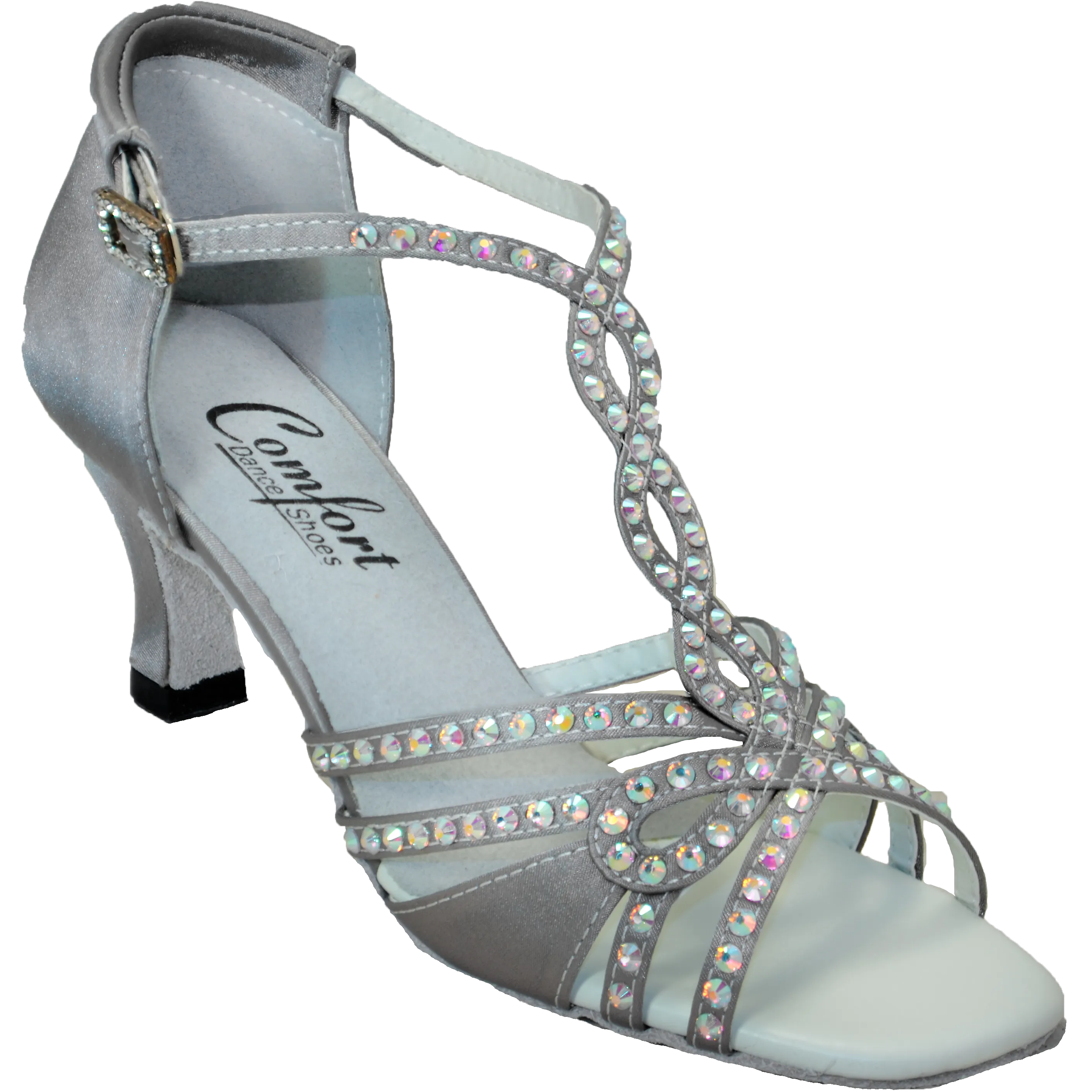 Comfort Heel - Butterfly - Grey Satin