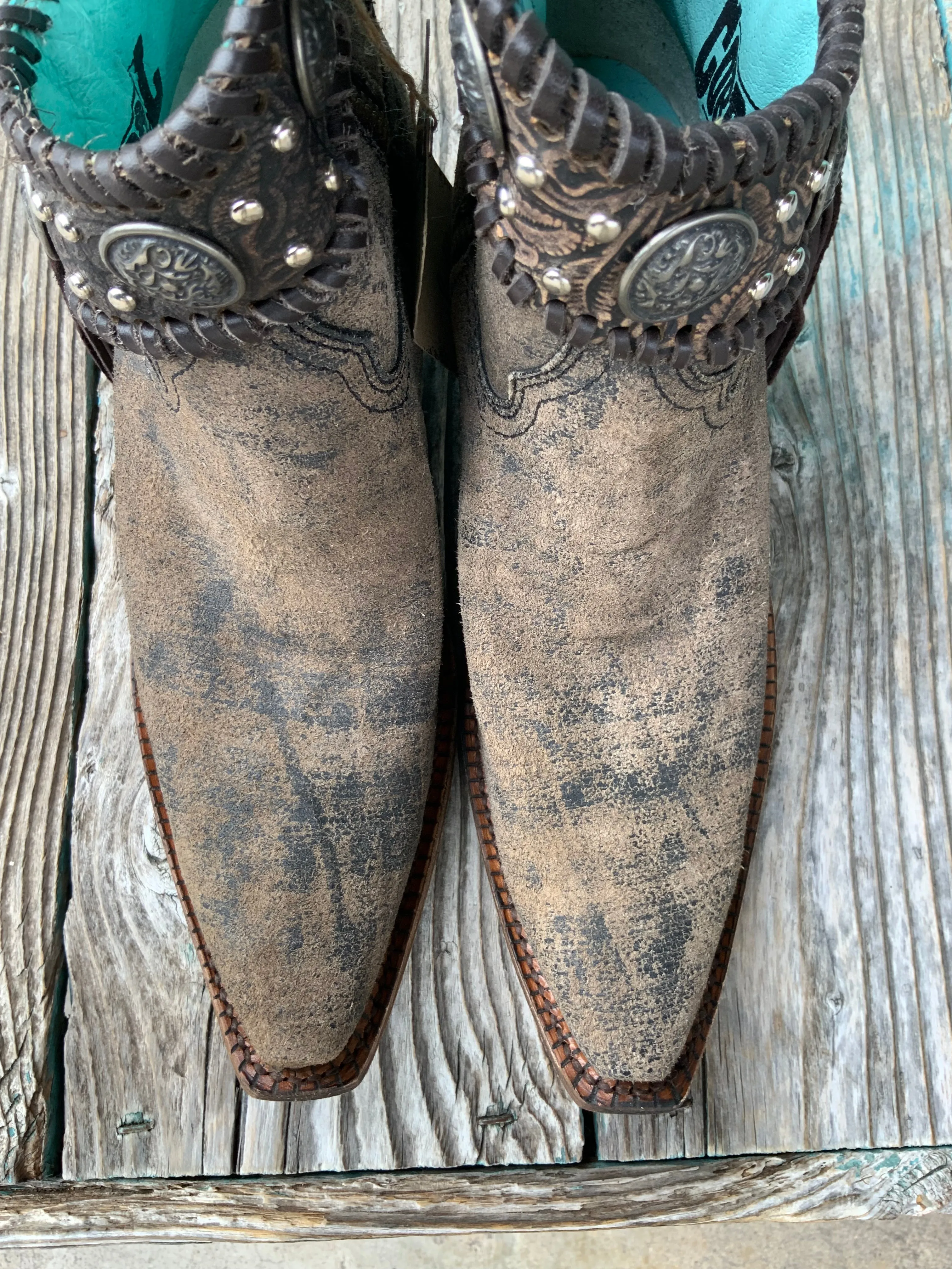 Corral Ankle Boots Tassel Concho Hand Lacing 8.5 M