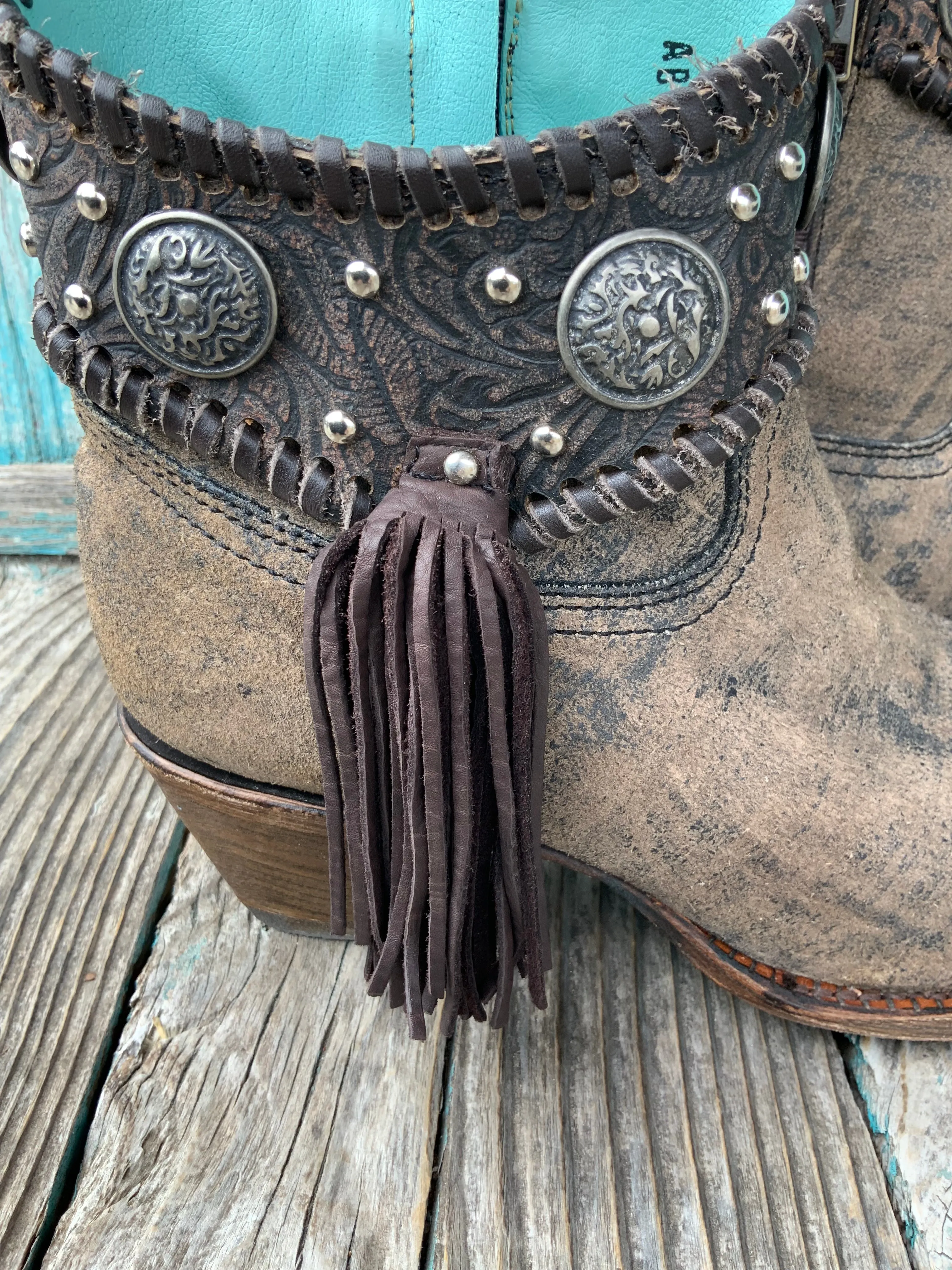 Corral Ankle Boots Tassel Concho Hand Lacing 8.5 M