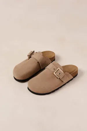 Cozy Suede Taupe Leather Clogs