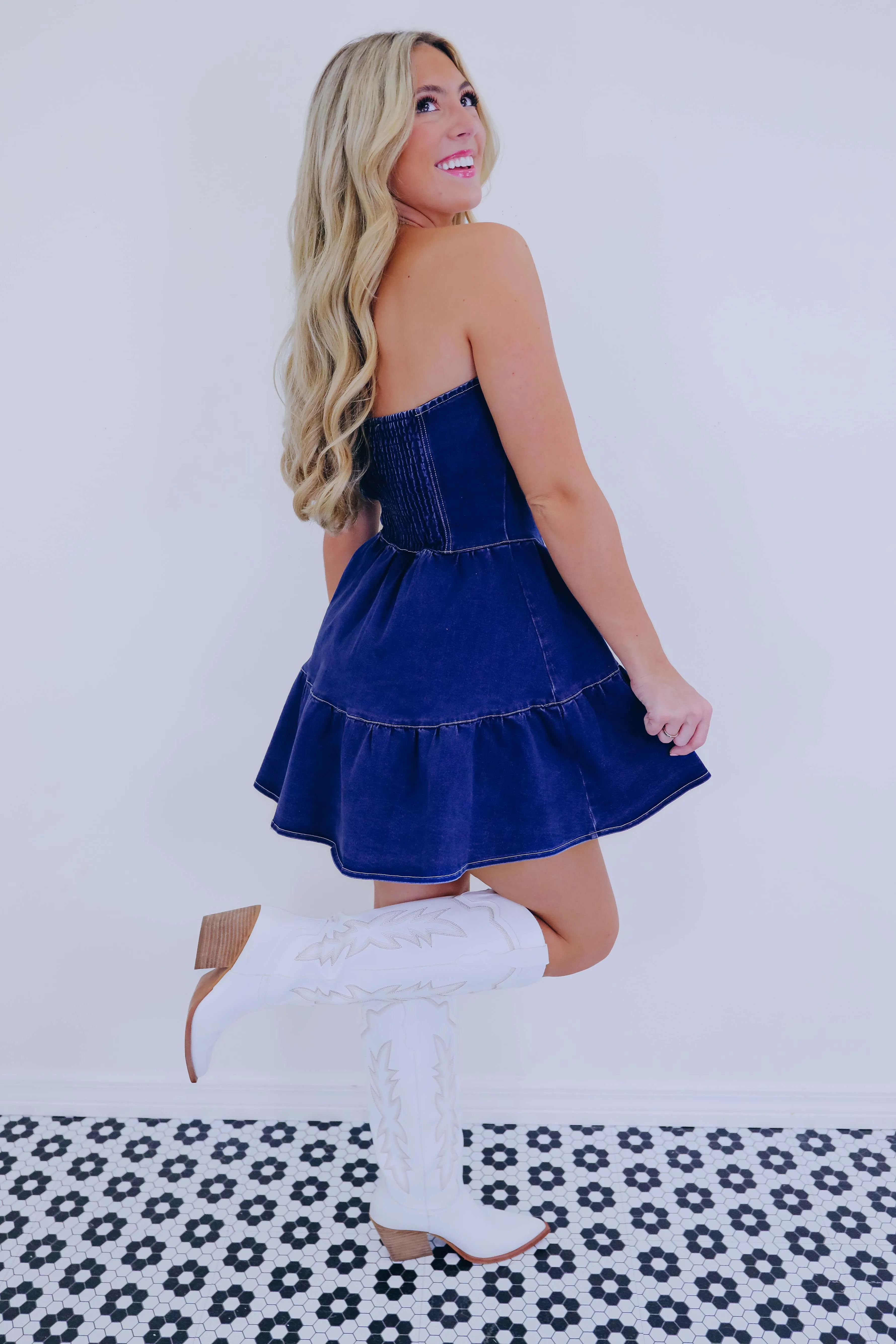Dani Denim Strapless Mini Dress