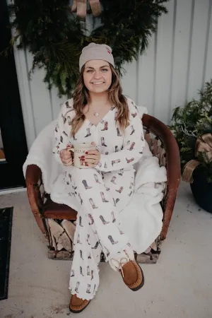 'Dawn' Cowboy Boot Wide Leg Lounge Pants (XS-XL)