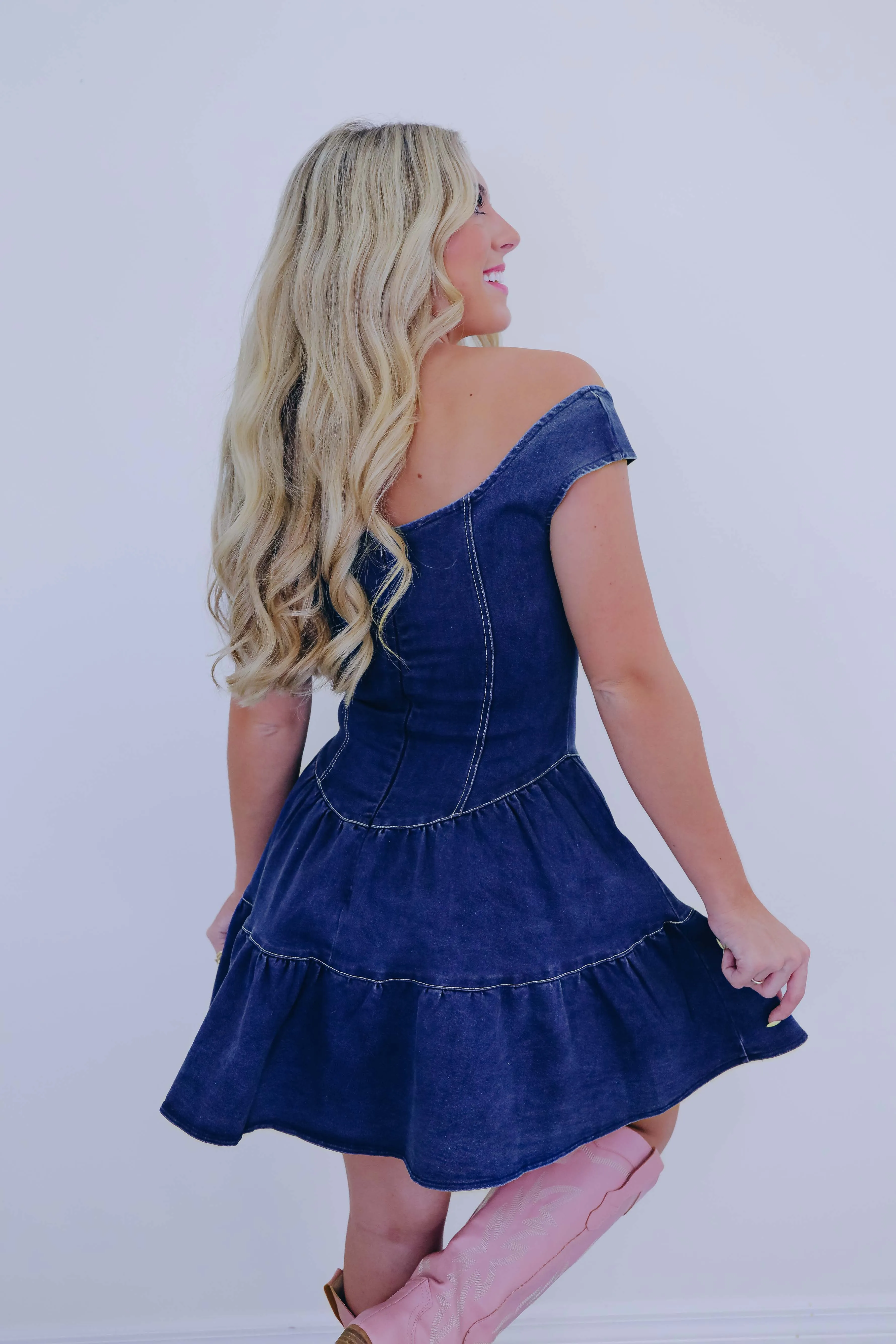 Devyn Denim Button Embellished Dress