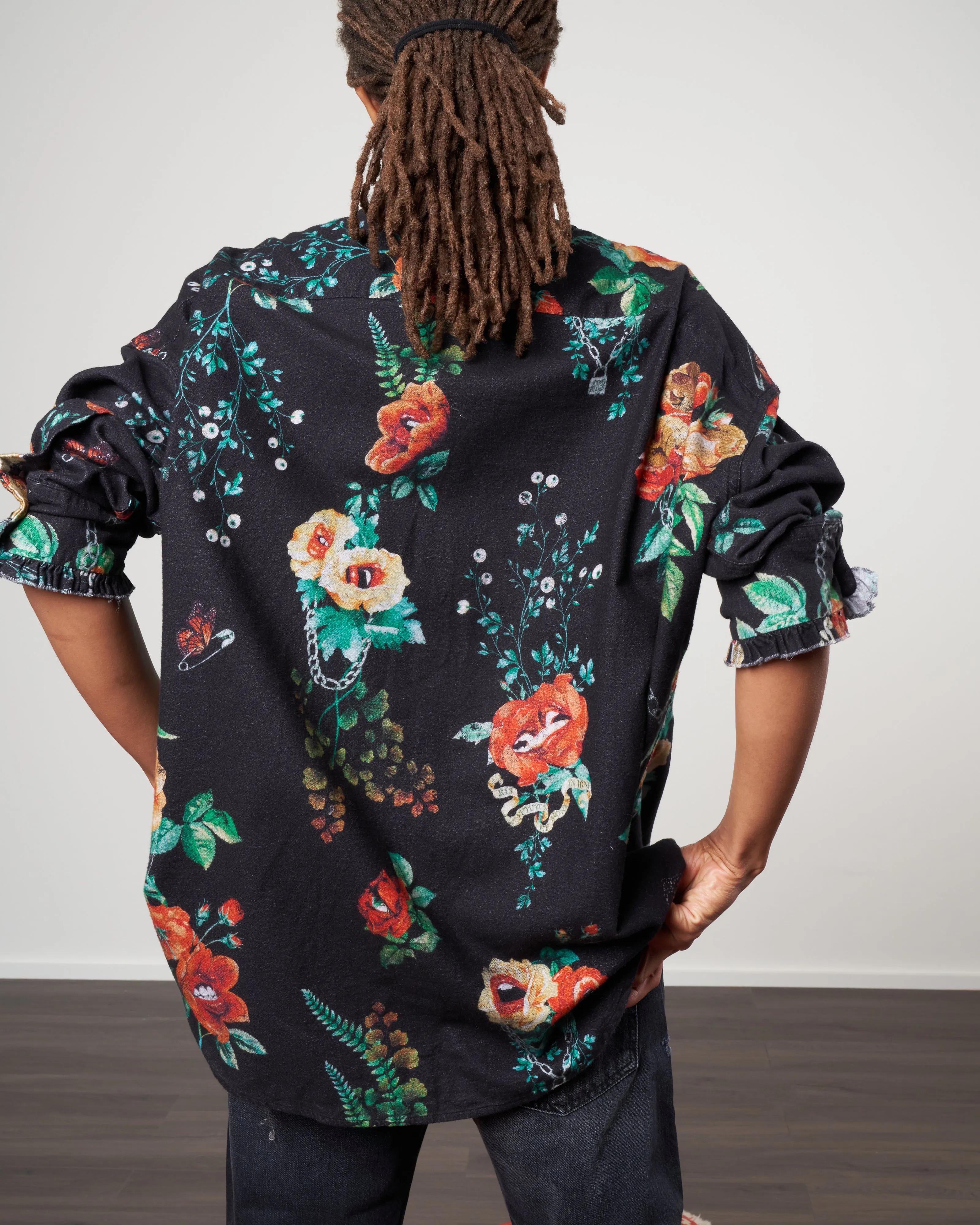 drop neck tuxedo shirt - black useless treasures