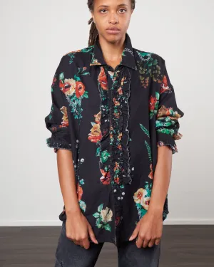 drop neck tuxedo shirt - black useless treasures