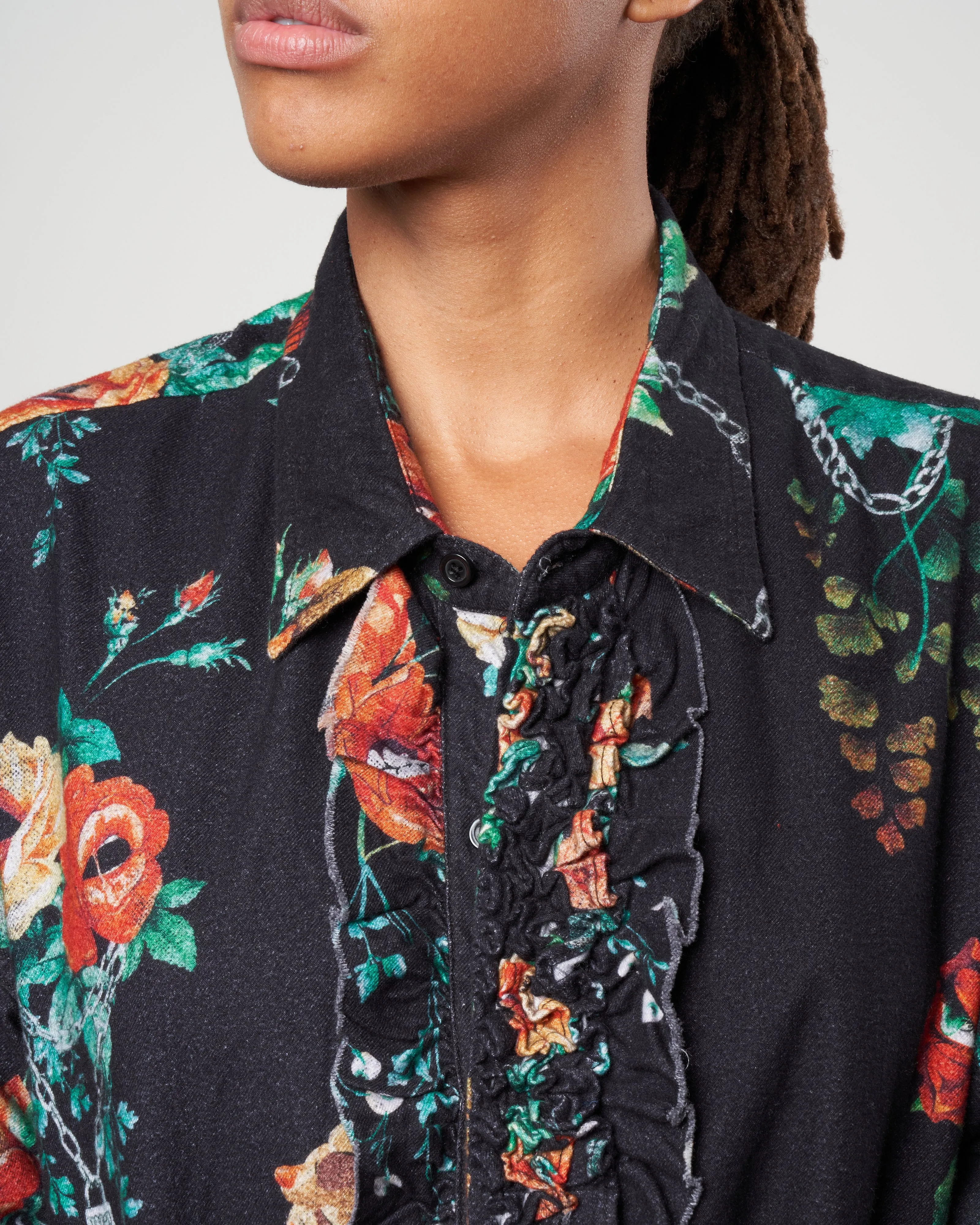 drop neck tuxedo shirt - black useless treasures