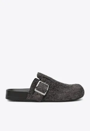 Ease Buckle Brushed Suede Clogs