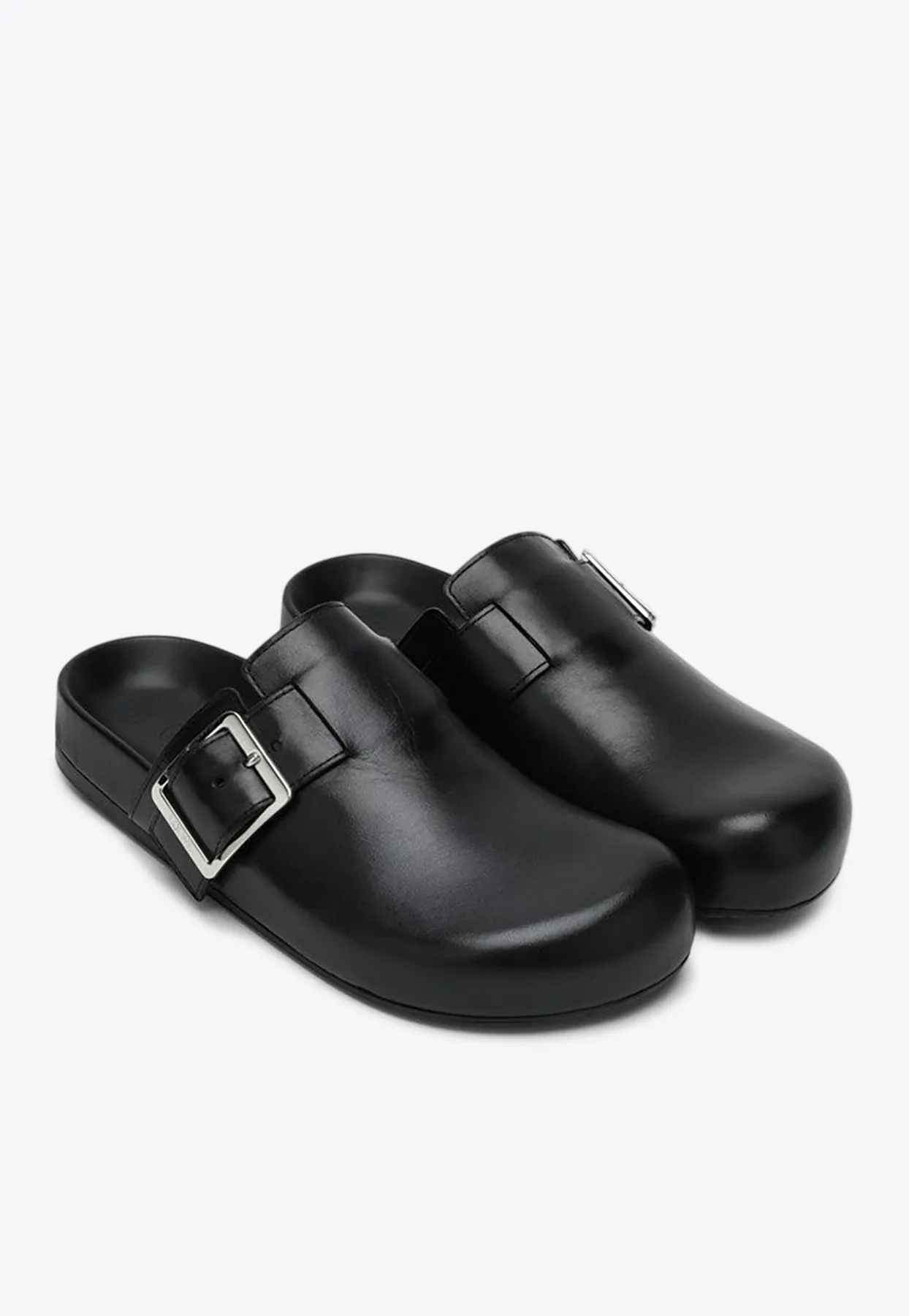 Ease Buckle Leather Clogs