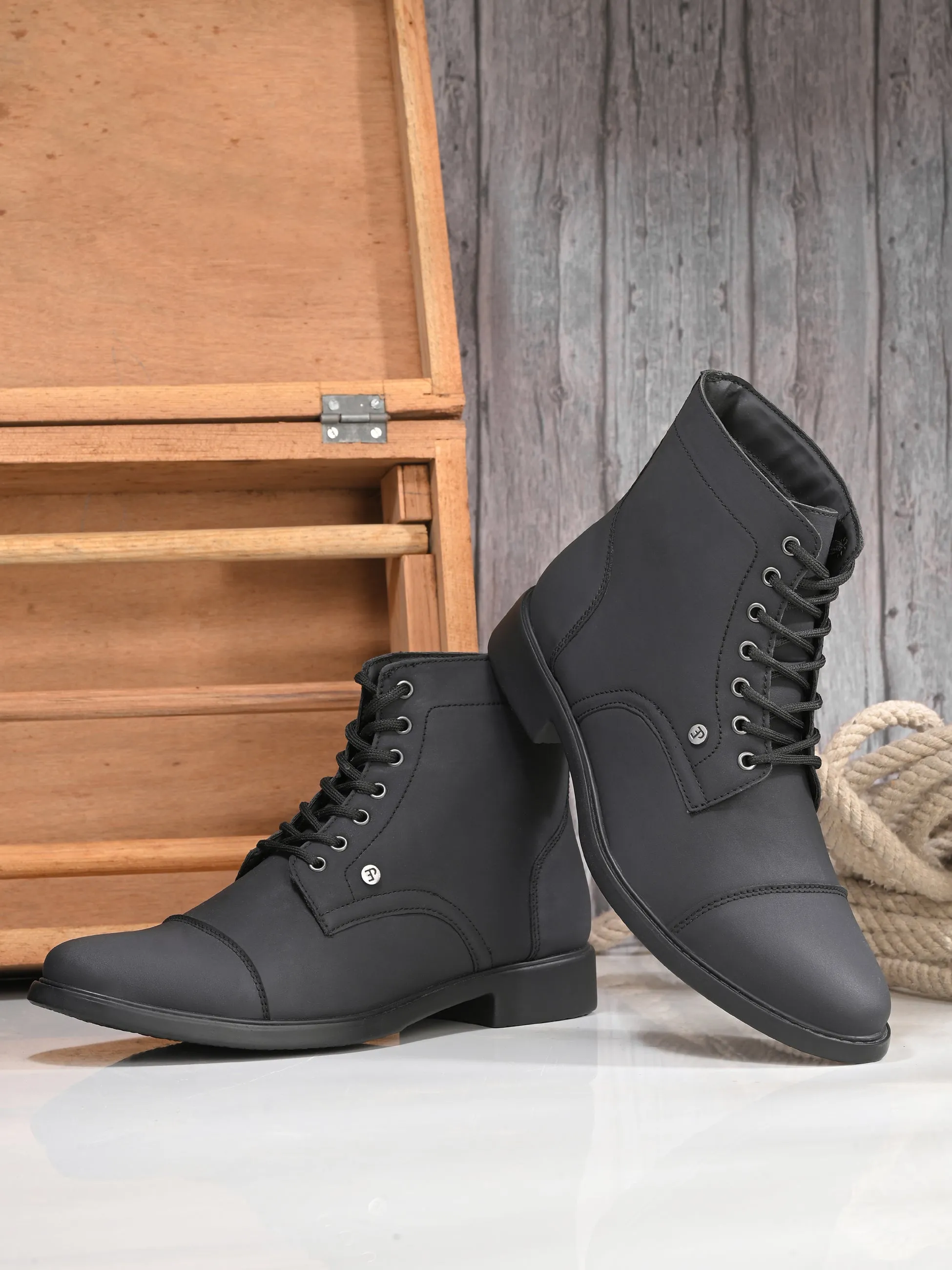 El Paso Men Faux Leather Casual Lace Up Boots